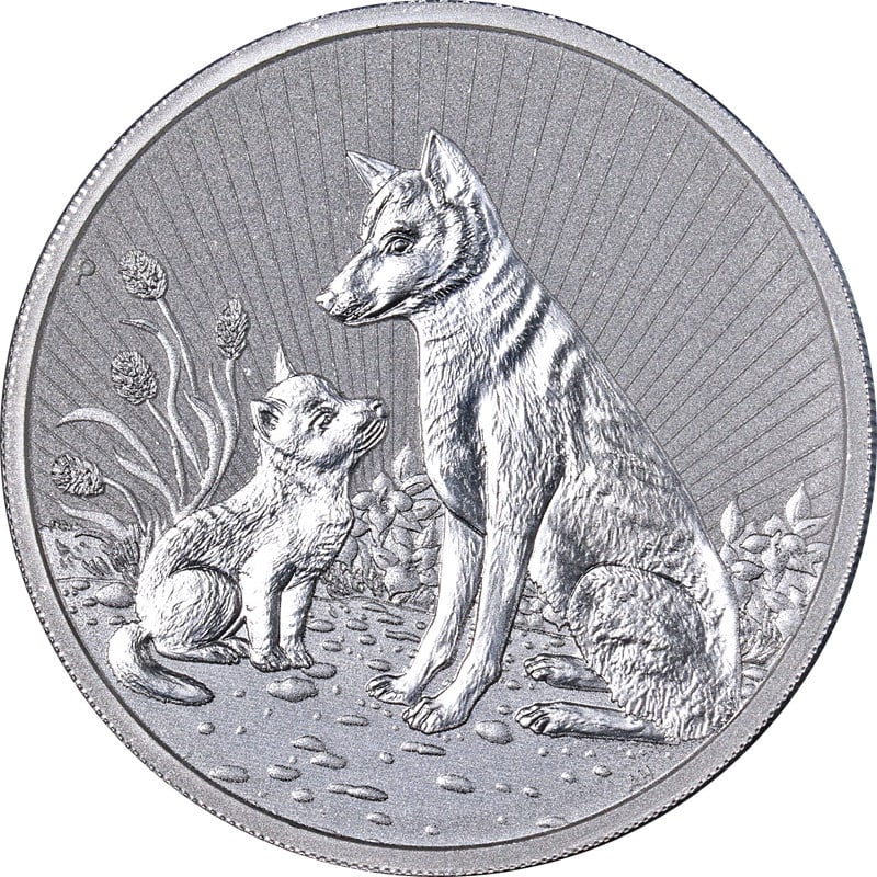 2022 Australian 2 oz Silver Dingo and Next Generation Pup Coin .9999 Fine: 2022 Australian 2 oz Silver Dingo and Next Generation Pup Coin .9999 Fine This 2022 Australia 2 Ounce Silver coin features the Dingo and Next Generation Pup design. The coin is struck from 0.9999 fine