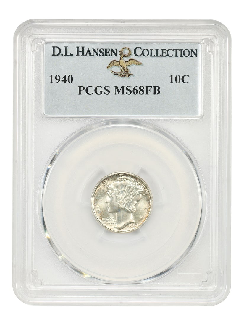 PCGS MS68FB 1940 Mercury Dime 10C Philadelphia ex D.L. Hansen (1 of 4)