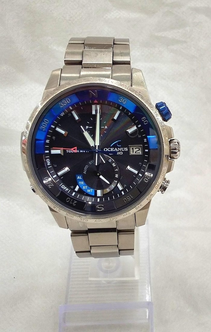 CASIO OCW-P1000-1AJF OCEANUS CACHALOT titanium men's wristwatch: CASIO OCW-P1000-1AJF OCEANUS CACHALOT titanium men's wristwatch Men's CASIO Oceanus Cachalot Marine Style wristwatch, model OCW-P1000-1AJF. This pre-owned watch was released in 2015 and features a tit
