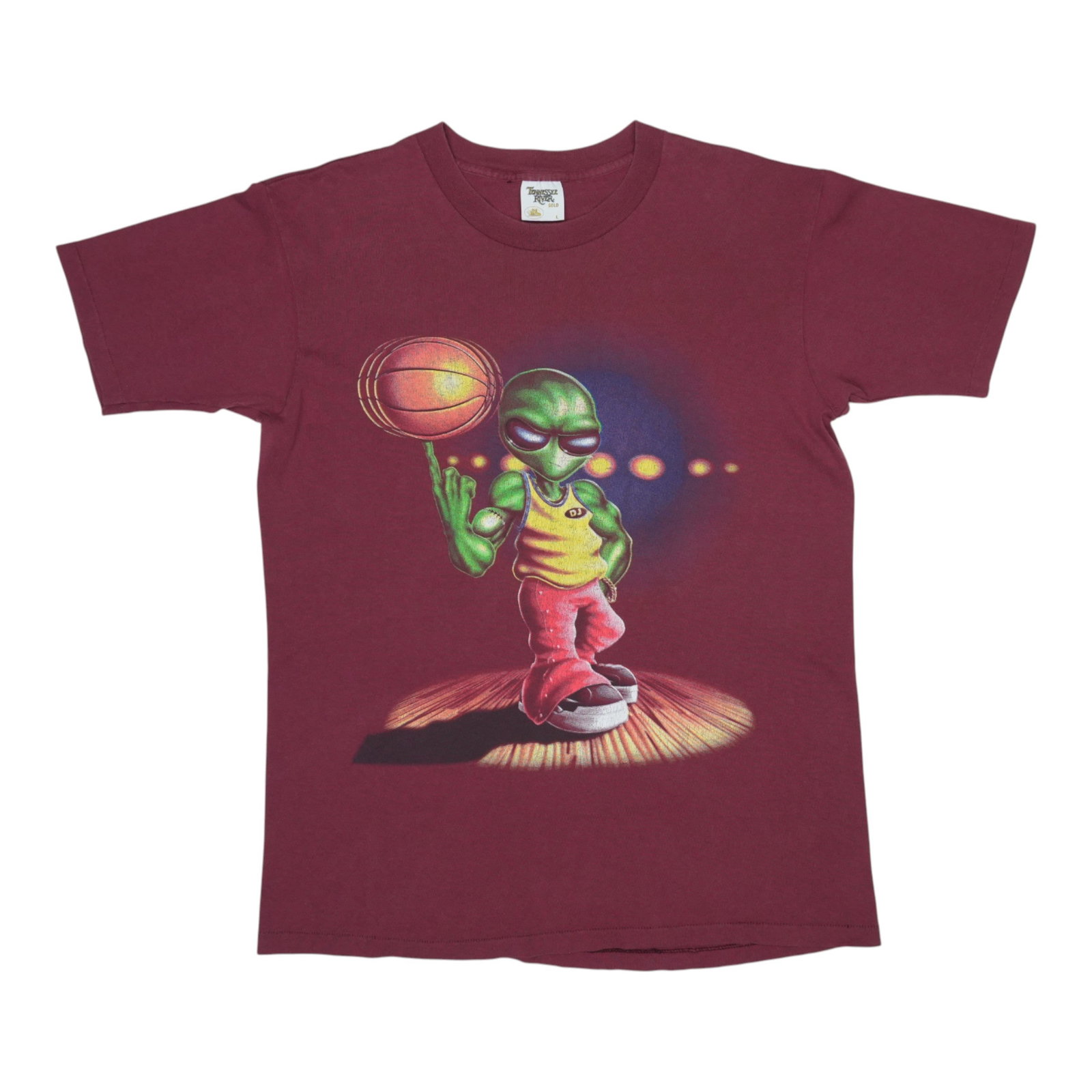 Vintage 1990s Red Alien Basketball Graphic Cotton Shirt Large (1 of 4)