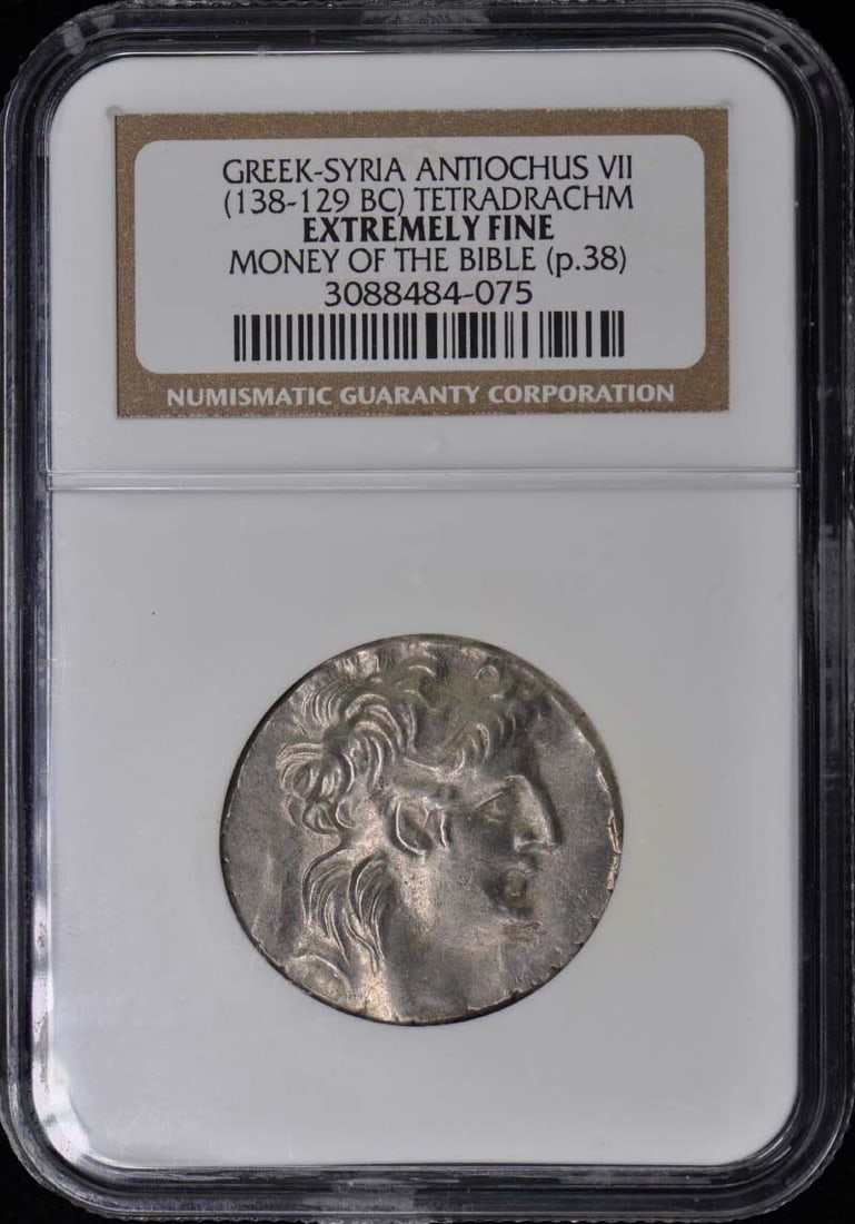 Antiochus VII 138-129 BC Greek Tetradrachm NGC Certified EF40 (1 of 4)