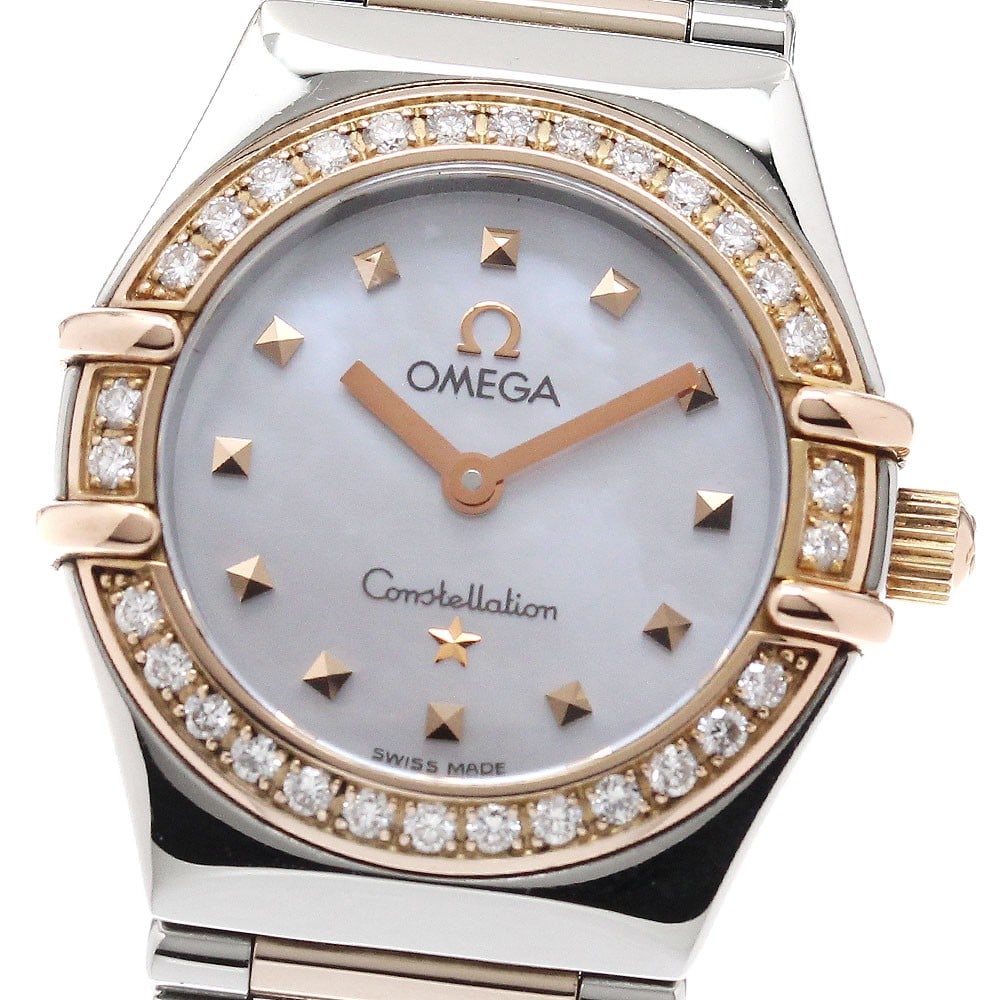 OMEGA Constellation Mini My Choice 1368.71 Womens Quartz Watch: OMEGA Constellation Mini My Choice 1368.71 Womens Quartz Watch Pre-owned OMEGA Constellation Mini My Choice quartz women's wristwatch with a stainless steel and pink rosewood case and matching bracele