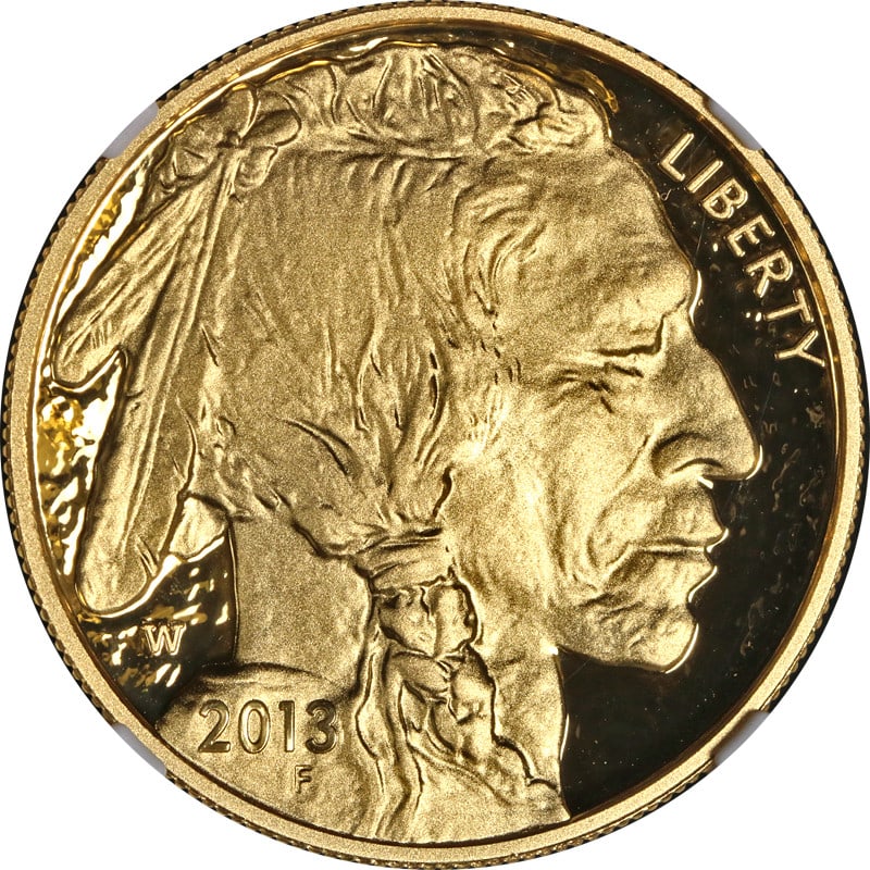 NGC PF70 Ultra Cameo 2013-W Gold Buffalo $50 Coin Brown Label: NGC PF70 Ultra Cameo 2013-W Gold Buffalo $50 Coin Brown Label This 2013-W Buffalo Gold $50 coin is composed of 0.9999 fine gold and was minted at the West Point Mint. It is certified by NGC with a PF7