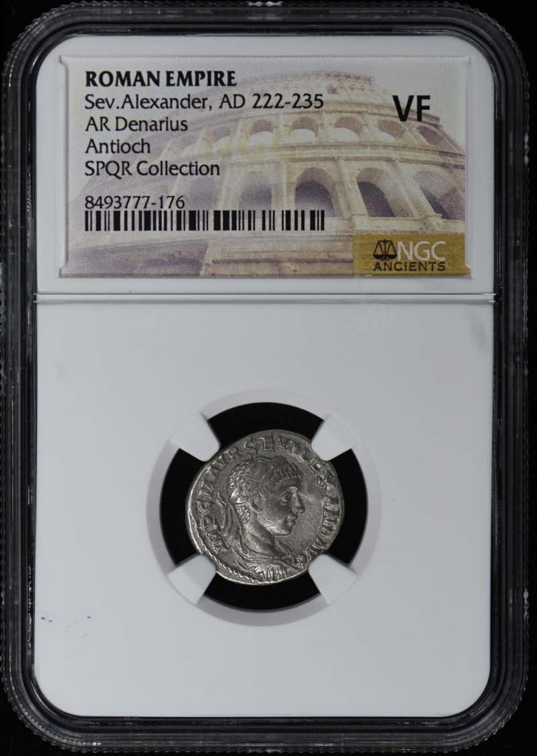 NGC VF20 Roman Empire AR Denarius of Severus Alexander AD 222-235: NGC VF20 Roman Empire AR Denarius of Severus Alexander AD 222-235 Roman Empire AR denarius of Severus Alexander, dated AD 222-235. This pre-owned coin is certified and graded by NGC as VF20. Specifica