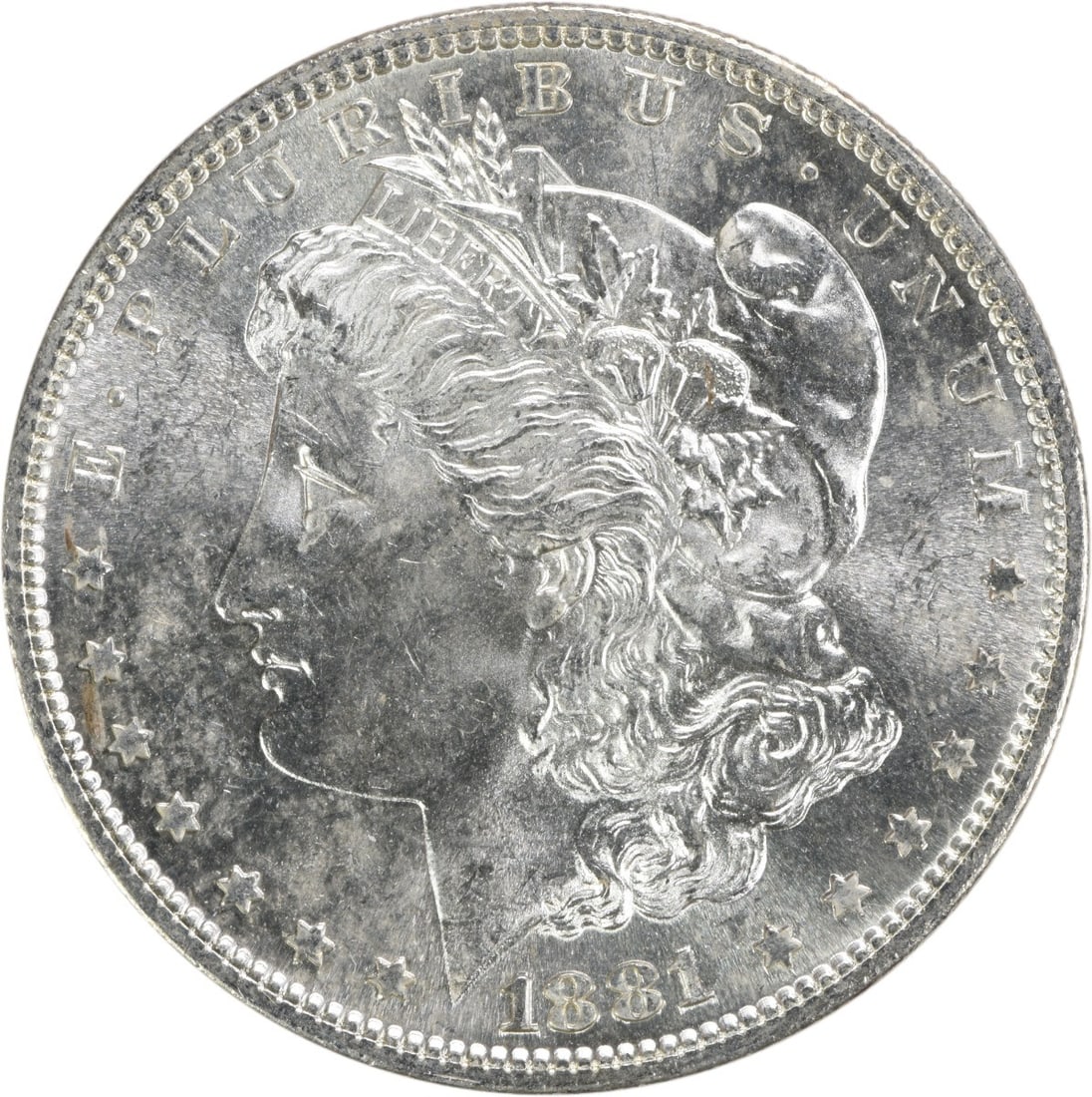 Uncirculated 1881 S Silver Dollar Morgan BU Uncertified US Coin: Uncirculated 1881 S Silver Dollar Morgan BU Uncertified US Coin This 1881-S Morgan Silver Dollar is an uncirculated coin featuring a brilliant uncirculated (BU) grade. Minted in San Francisco, it is c