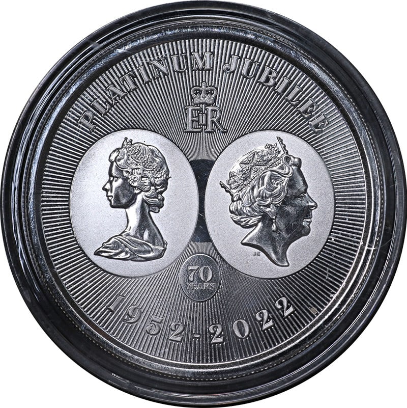 2022 Cayman Islands 1 oz Silver Queen's 70th Jubilee Limited Edition Coin: 2022 Cayman Islands 1 oz Silver Queen's 70th Jubilee Limited Edition Coin Celebrate the 2022 Cayman Islands Queen's 70th Platinum Jubilee with this exquisite 1 oz Silver coin. This limited edition pie