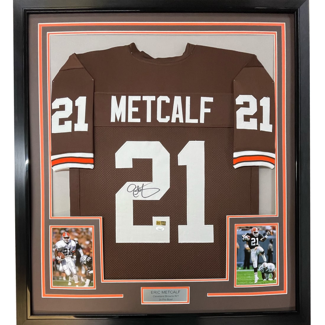 Eric Metcalf Signed Cleveland Browns Jersey Framed Display With JSA Authentication (1 of 2)