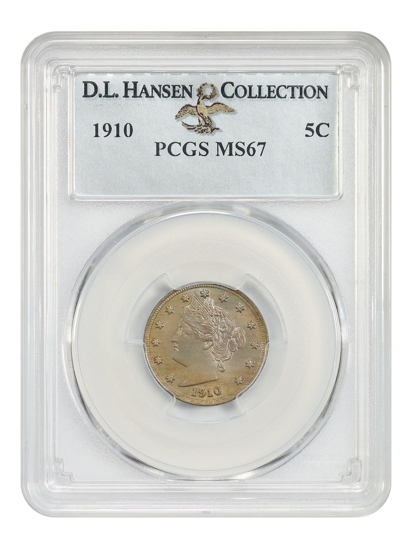 PCGS MS67 1910 Liberty Nickel 5C ex D.L. Hansen (1 of 4)