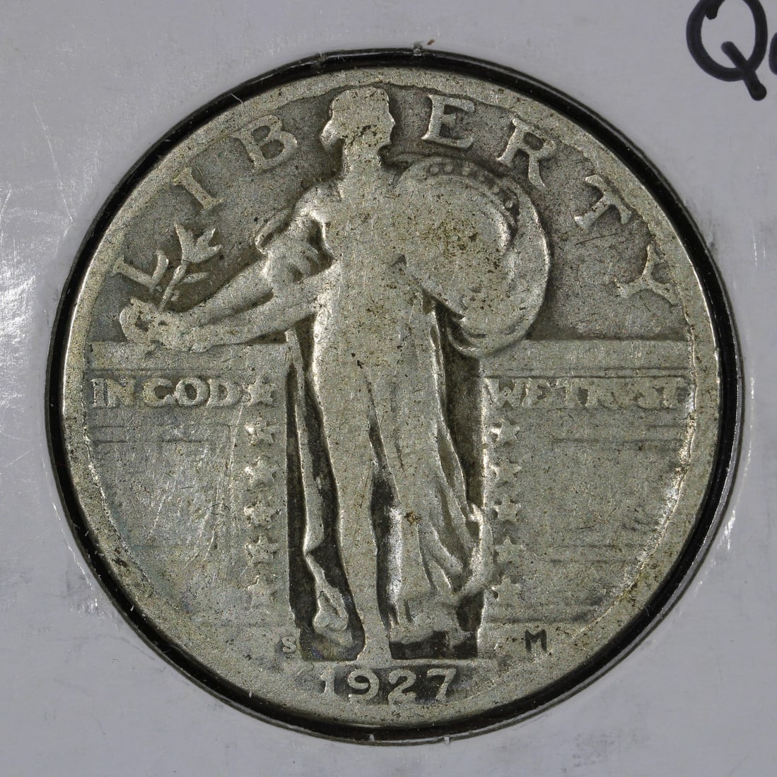 San Francisco 1927 Standing Liberty 25C Silver Quarter Key Date: San Francisco 1927 Standing Liberty 25C Silver Quarter Key Date 1927-S Standing Liberty Quarter 25C in circulated condition. This United States silver coin is a 1927 issue from the San Francisco mint,