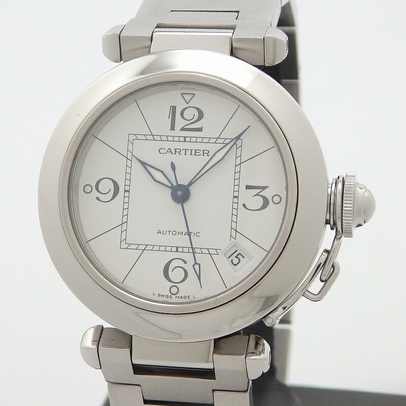Cartier Pasha C W31074M7 Automatic Unisex Watch White Dial Steel: Cartier Pasha C W31074M7 Automatic Unisex Watch White Dial Steel Pre-owned Cartier Pasha C unisex wristwatch with an automatic movement and a white dial. This later model features the trapezoidal date