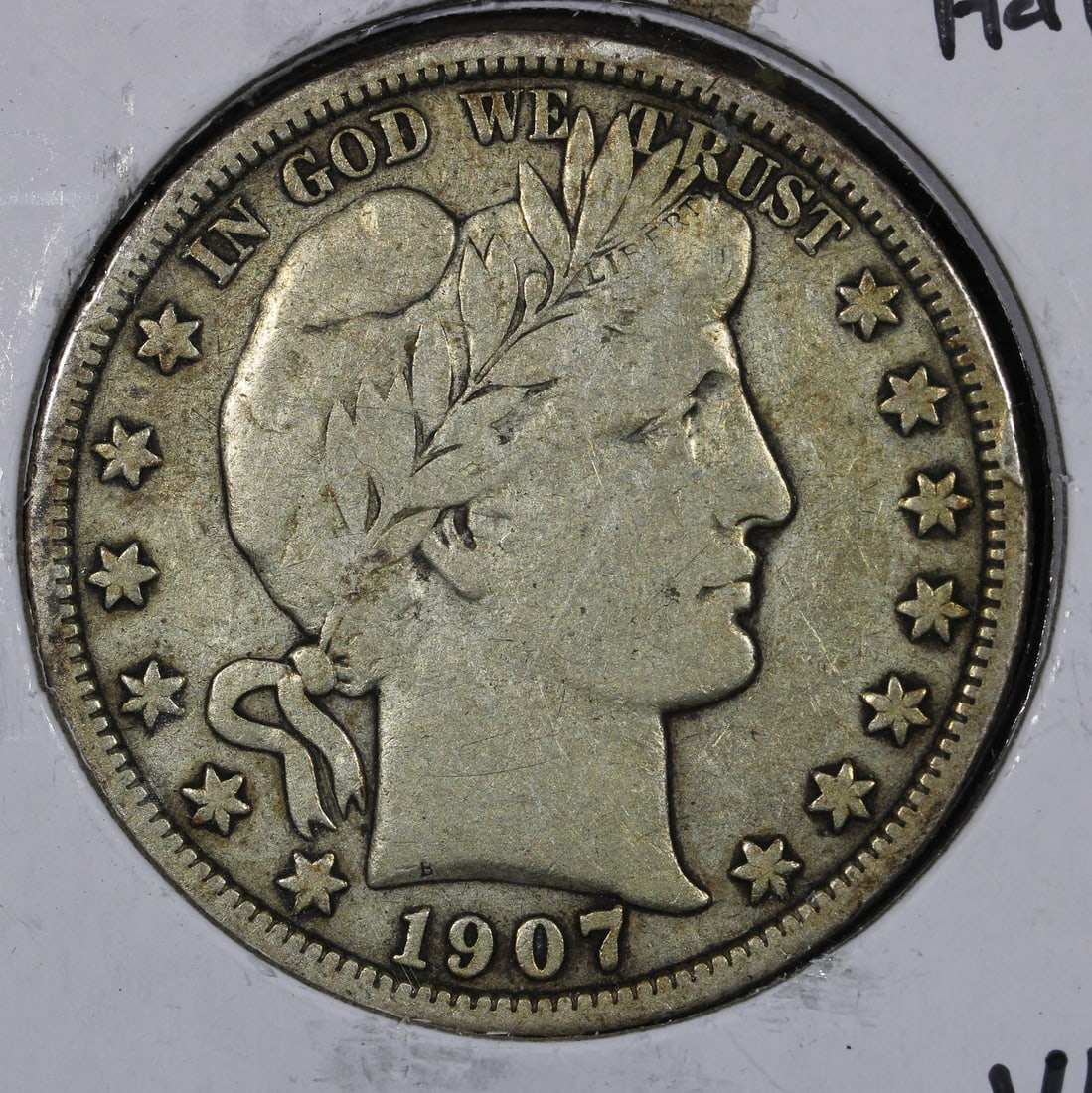 1907 D Barber 50C Silver Half Dollar VF (1 of 2)