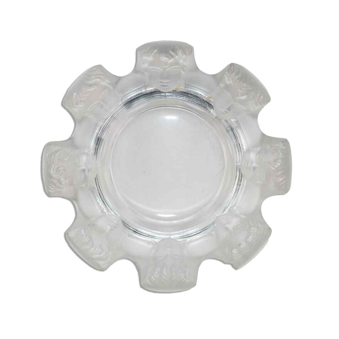 Signed Lalique France Cherub Art Glass Bowl: Signed Lalique France Cherub Art Glass Bowl This Lalique St. Nicholas Cherub piece, designed by Marc Lalique in 1954, features eight cherub faces along the rim and can be used as either an ashtray or 