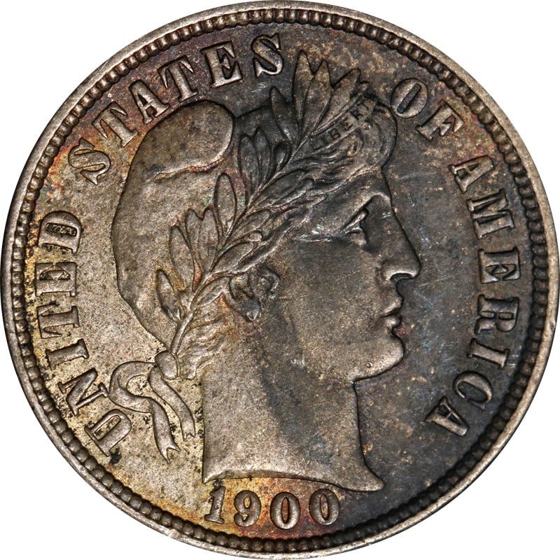 1900 Philadelphia Barber 10C Silver Coin: 1900 Philadelphia Barber 10C Silver Coin 1900-P Barber Dime from the United States. This pre-owned coin is uncertified and circulated, with silver composition and classic Barber Dime design. Specifica
