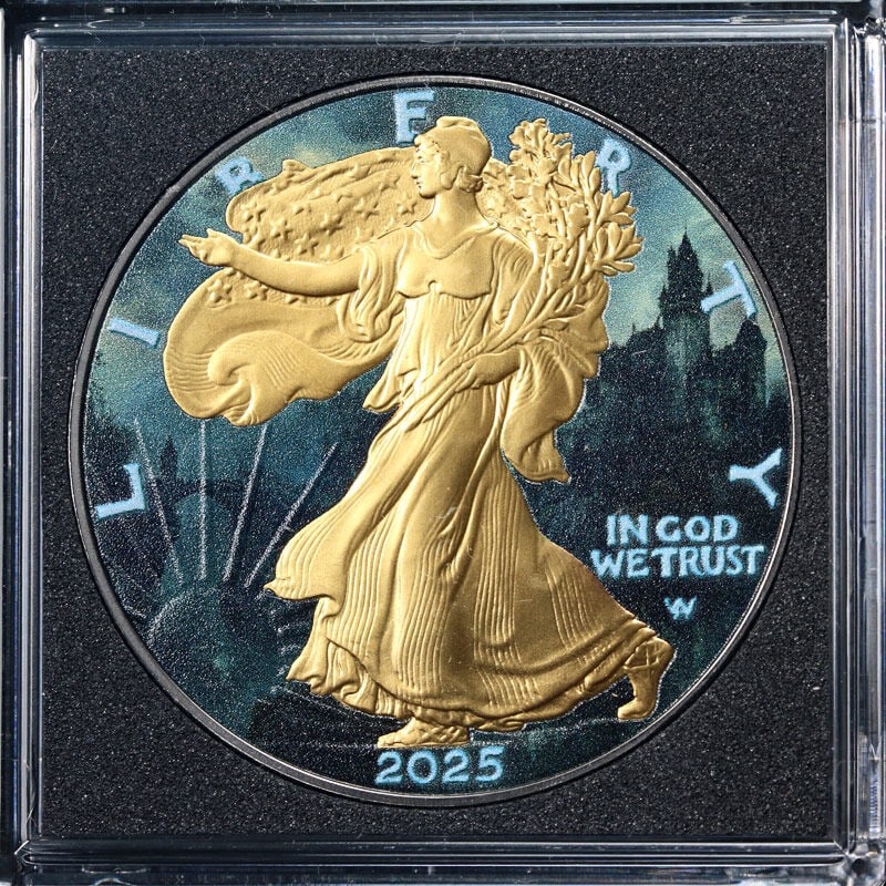 2025 Silver American Eagle $1 Halloween Prince of Night Colorized Coin: 2025 Silver American Eagle $1 Halloween Prince of Night Colorized Coin Presenting the 2025 Silver American Eagle $1 Halloween Prince of Night Colorized, a stunning addition to any collection. This coi