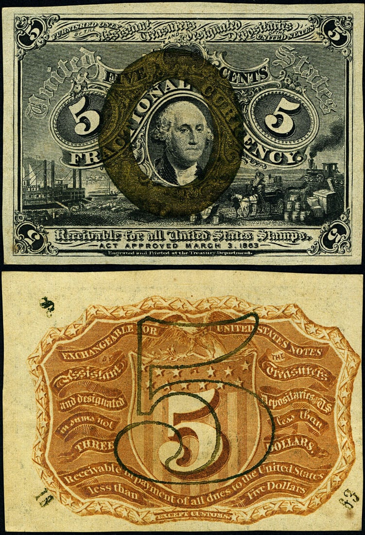 Uncirculated 5 Cent Second Issue Fractional Currency FR 1234 Choice CU Plus (1 of 3)