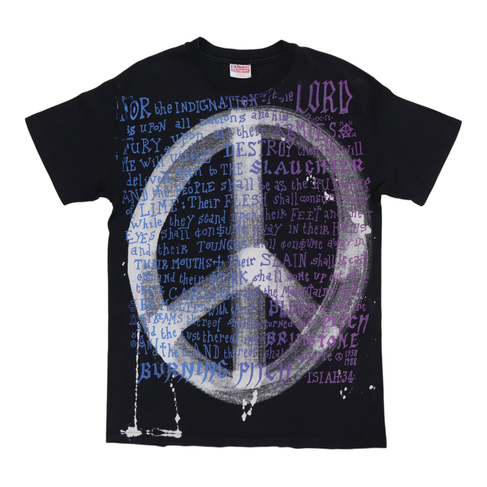 Vintage 1980s Mosquitohead Aleister Crowley Peace Graphic T Shirt Black Cotton (1 of 3)