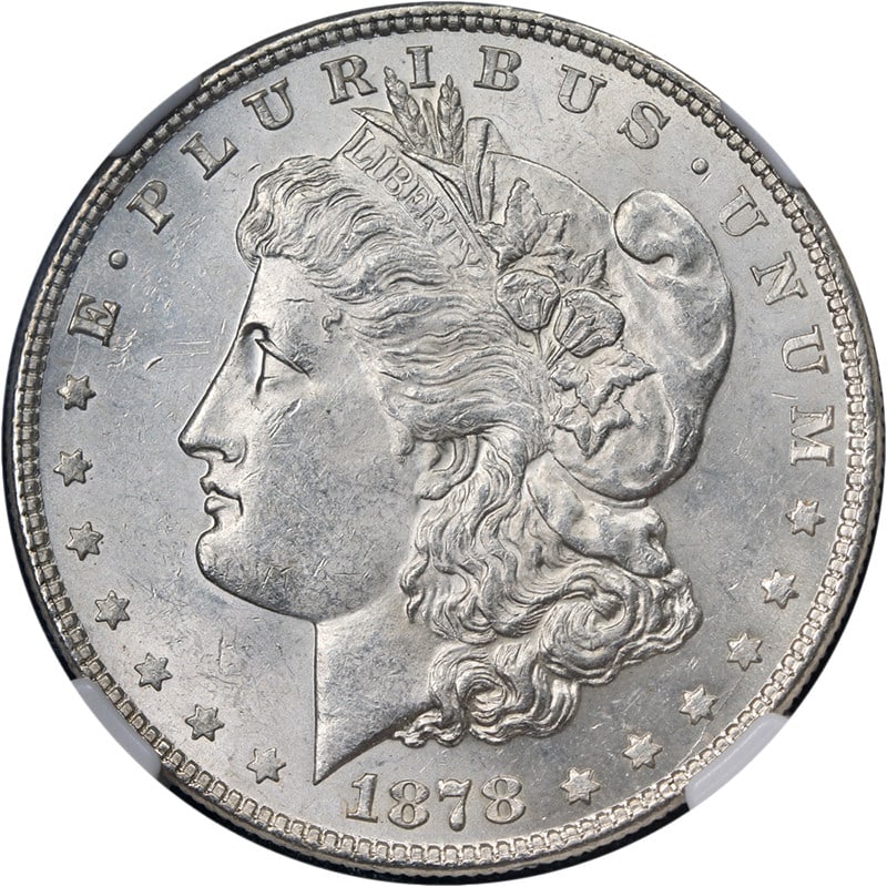 NGC MS62 1878 P Morgan Silver Dollar 7TF Rev 78: NGC MS62 1878 P Morgan Silver Dollar 7TF Rev 78 1878-P 7TF Rev 78 Morgan Silver Dollar certified by NGC as MS62. This uncirculated silver coin is noted for its nice eye appeal, nice luster, nice strik