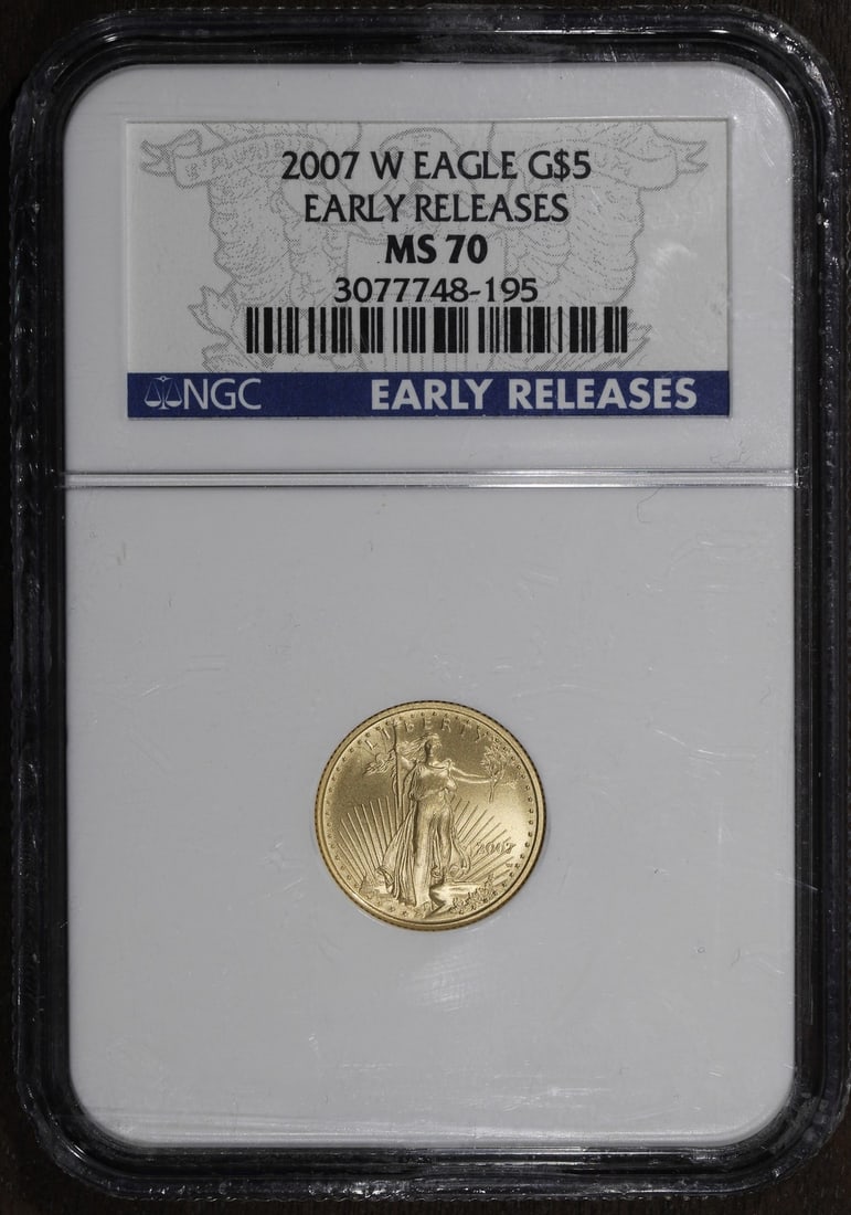 2007 W Burnished Gold Eagle 1 10 oz NGC MS70 $5 (1 of 2)