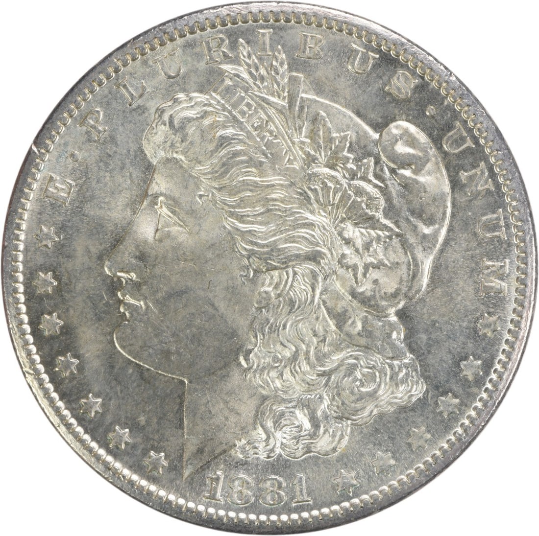 Brilliant Uncirculated 1881 San Francisco Morgan Silver Dollar Uncertified: Brilliant Uncirculated 1881 San Francisco Morgan Silver Dollar Uncertified This 1881-S Morgan Silver Dollar is an uncirculated coin in Brilliant Uncirculated (BU) condition. It is composed of silver a