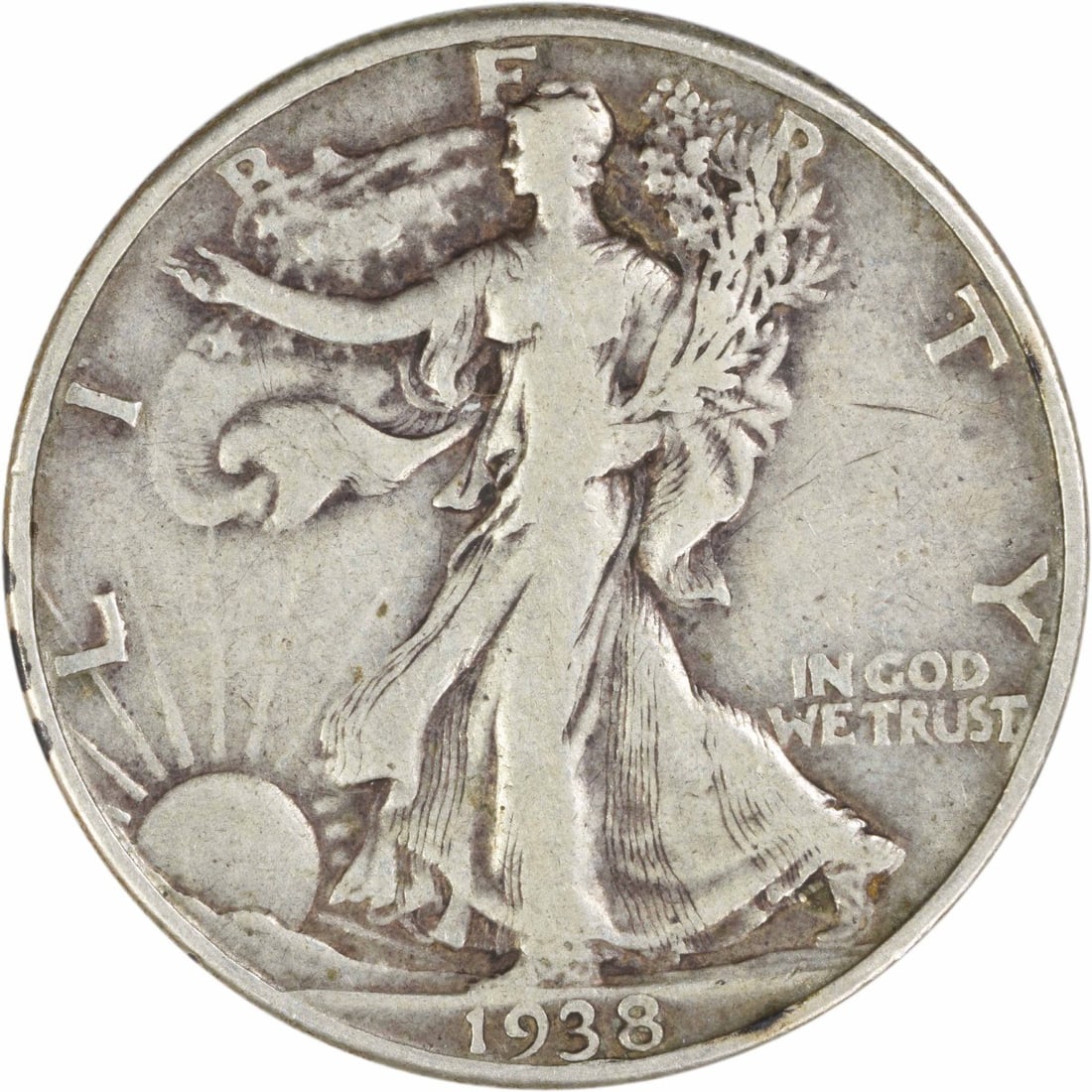 1938 D Liberty Walking 50C Silver Half Dollar F Uncertified: 1938 D Liberty Walking 50C Silver Half Dollar F Uncertified 1938-D Walking Liberty silver half dollar in circulated Fine grade. This pre-owned United States 50C coin is uncertified. Specifications Yea