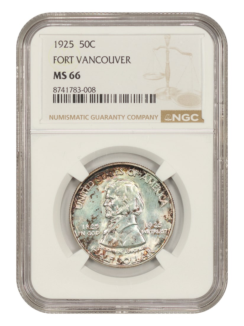 NGC MS66 1925 Vancouver 50C Silver Commemorative Half Dollar: NGC MS66 1925 Vancouver 50C Silver Commemorative Half Dollar 1925 Vancouver 50C classic silver commemorative certified by NGC in MS66. This uncirculated, pre-owned issue has a low mintage of 14,994 co