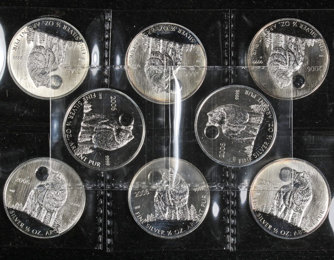 8 Half Ounce 2006 Canada Silver $1 Timber Wolf Coins (1 of 2)