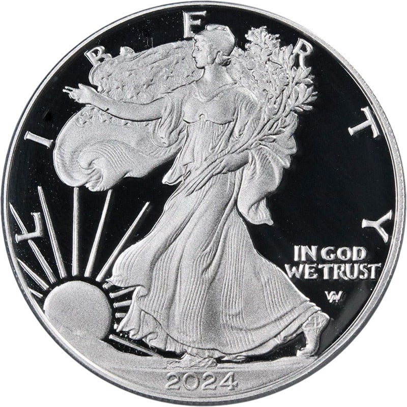 2024-W Silver American Eagle $1 PCGS PR70 DCAM Emily Damstra Signed: 2024-W Silver American Eagle $1 PCGS PR70 DCAM Emily Damstra Signed This 2024-W Silver American Eagle $1 coin is a stunning example of numismatic excellence, featuring a perfect grade of PR70 DCAM fro