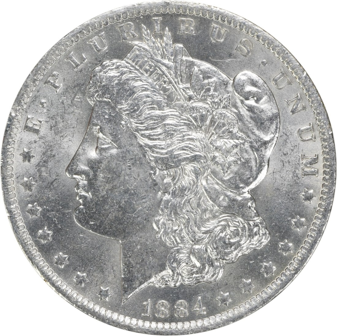 Uncirculated 1884-O Silver Morgan Dollar Brilliant Uncirculated BU: Uncirculated 1884-O Silver Morgan Dollar Brilliant Uncirculated BU This 1884-O Morgan Silver Dollar is an uncirculated coin from the New Orleans Mint, featuring brilliant uncirculated (BU) grade. Comp