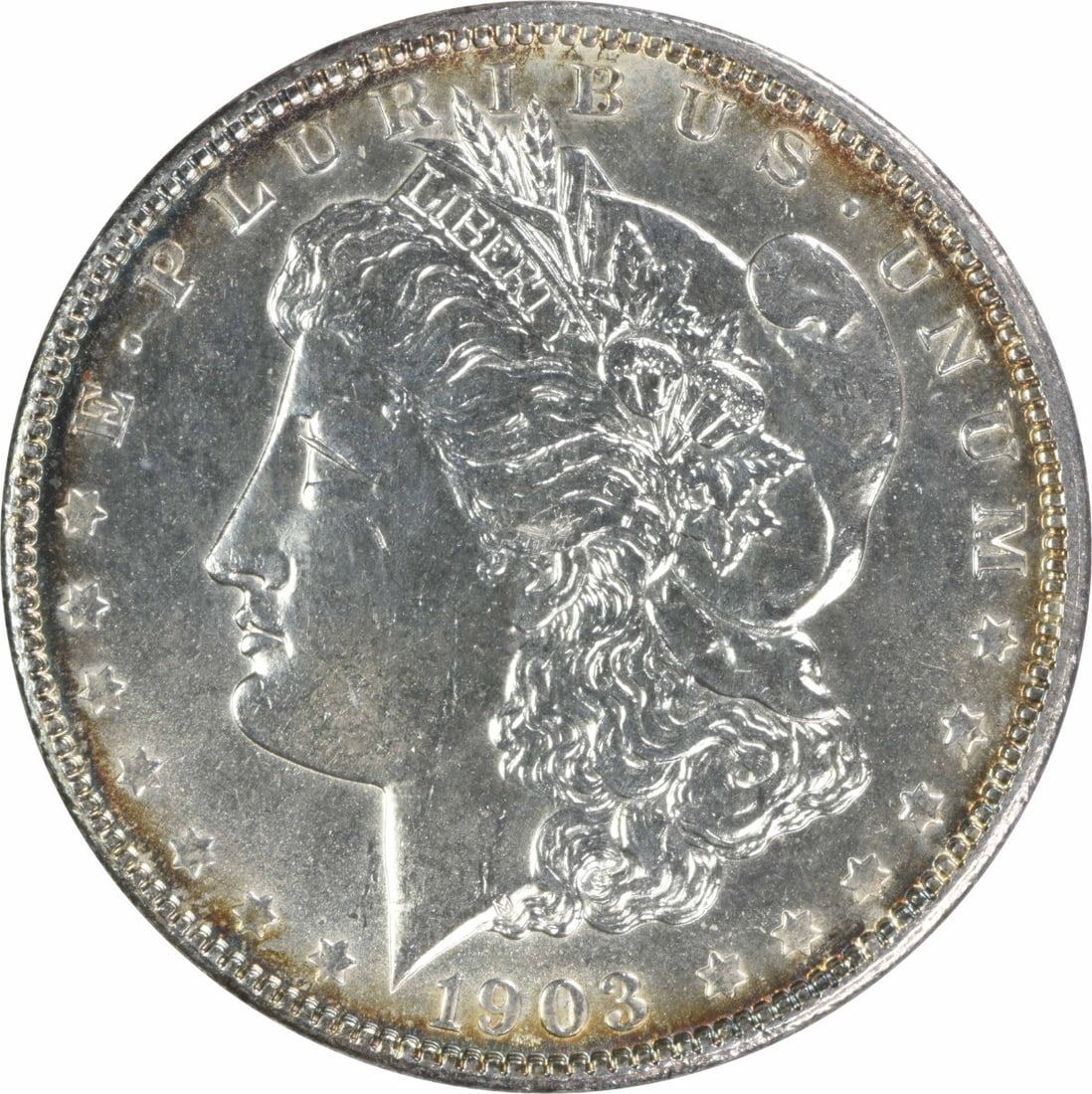 1903 Uncirculated Morgan Silver Dollar $1 Uncertified: 1903 Uncirculated Morgan Silver Dollar $1 Uncertified 1903 Morgan Silver Dollar in uncirculated, pre-owned condition. This uncertified silver $1 coin is identified as KM Number 110 and is listed with 