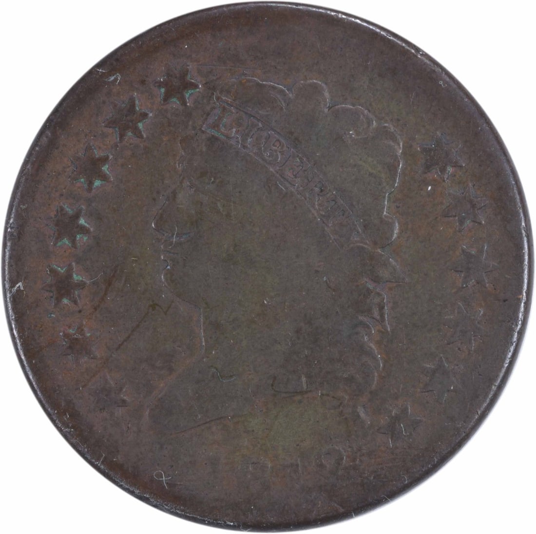 1812 Classic Head Large Cent Copper Coin Philadelphia G Grade Uncertified: 1812 Classic Head Large Cent Copper Coin Philadelphia G Grade Uncertified This 1812 Classic Head Large Cent from the United States was minted in Philadelphia and designed by John Reich. It is a circul