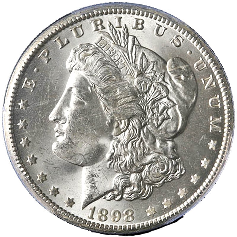 PCGS MS64 1898 O Morgan Silver Dollar Uncirculated Silver Coin: PCGS MS64 1898 O Morgan Silver Dollar Uncirculated Silver Coin 1898-O Morgan Silver Dollar certified by PCGS as MS64. This uncirculated silver coin is described as blast white with great eye appeal, f