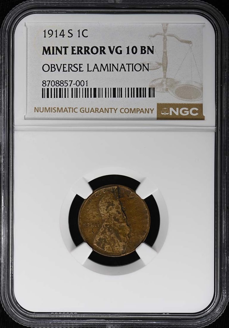 NGC VG10BN 1914 S Lincoln Cent 1C San Francisco: NGC VG10BN 1914 S Lincoln Cent 1C San Francisco 1914-S Lincoln Cent with wheat reverse, graded VG10 BN by NGC. This circulated, pre-owned coin was minted in San Francisco and features the classic Linc
