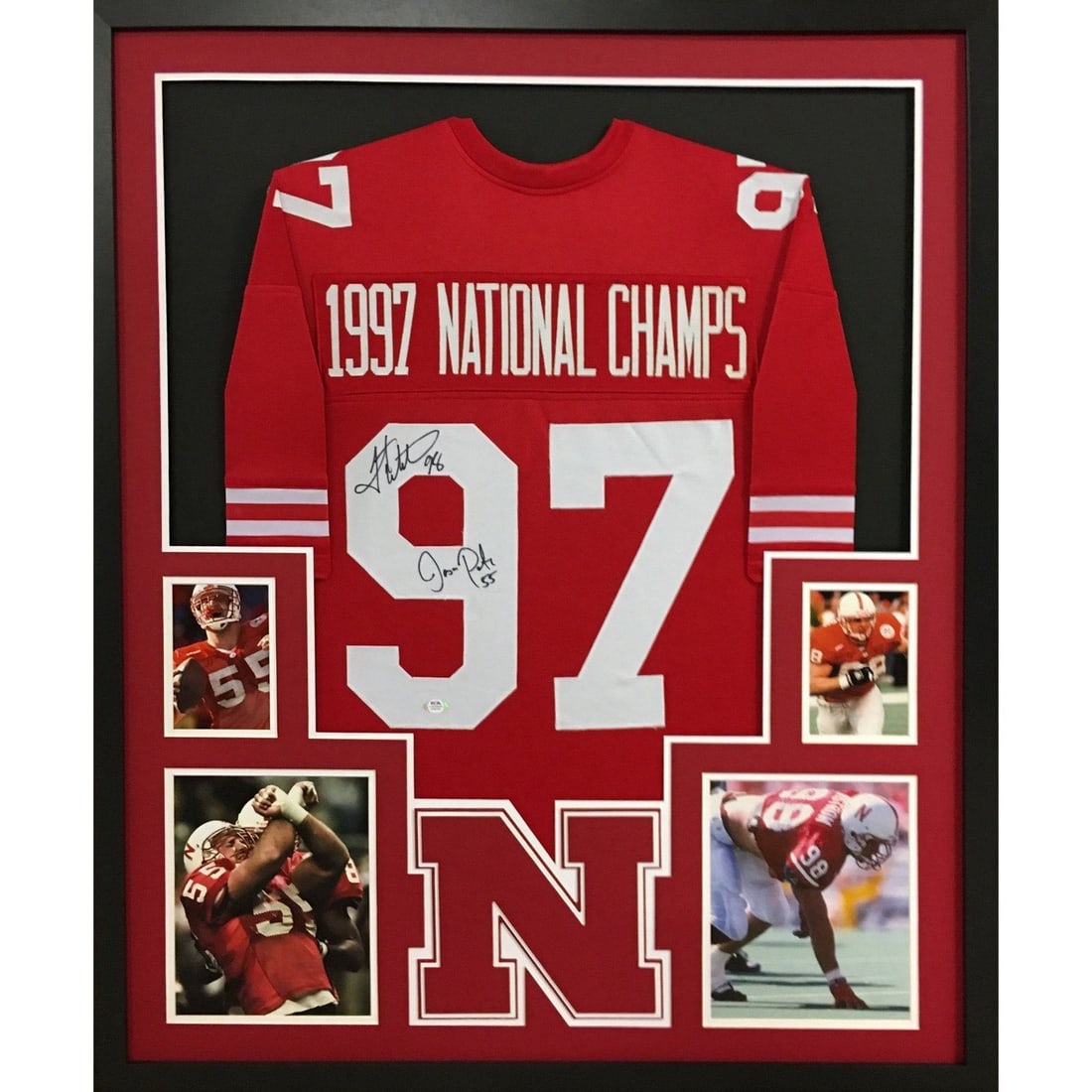 1997 Nebraska National Championship Framed Jersey Signed by Peters Wistrom JSA Authenticated: 1997 Nebraska National Championship Framed Jersey Signed by Peters Wistrom JSA Authenticated Celebrate Nebraska's 1997 National Championship with this framed, autographed jersey. This collectible piec