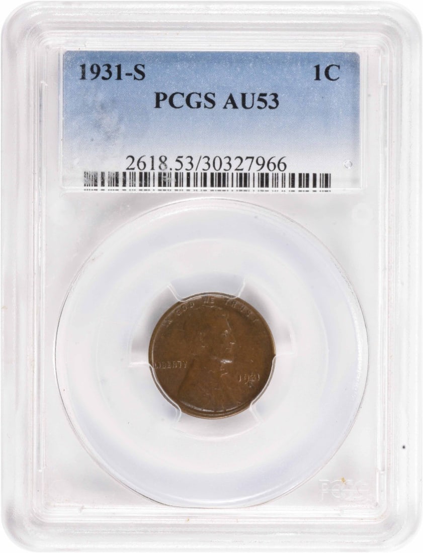 PCGS AU53 1931 S Lincoln Wheat Small Cent (1 of 2)