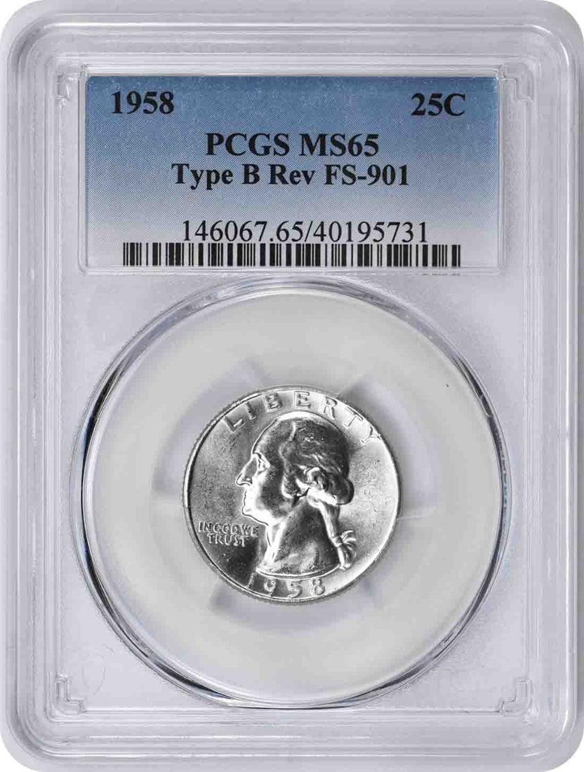 1958 Washington Quarter Type B Reverse MS65 PCGS Certified Silver Coin (1 of 2)
