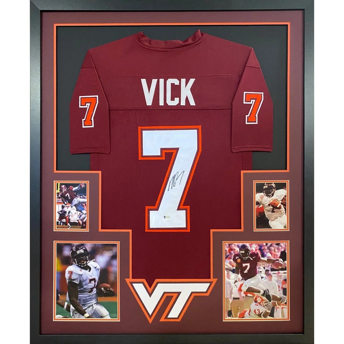 Beckett BAS authenticated Michael Vick signed Virginia Tech framed jersey (1 of 3)