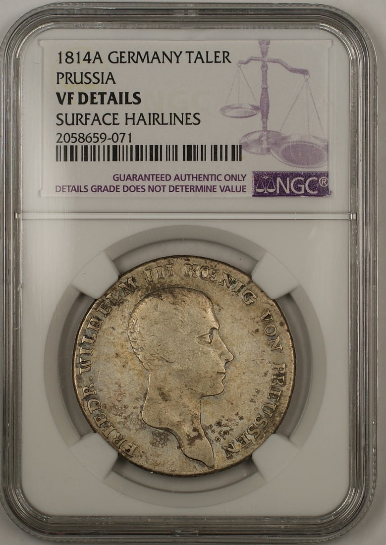 NGC VF Details 1814A Prussia Silver Taler Coin DAV-2590 (1 of 2)