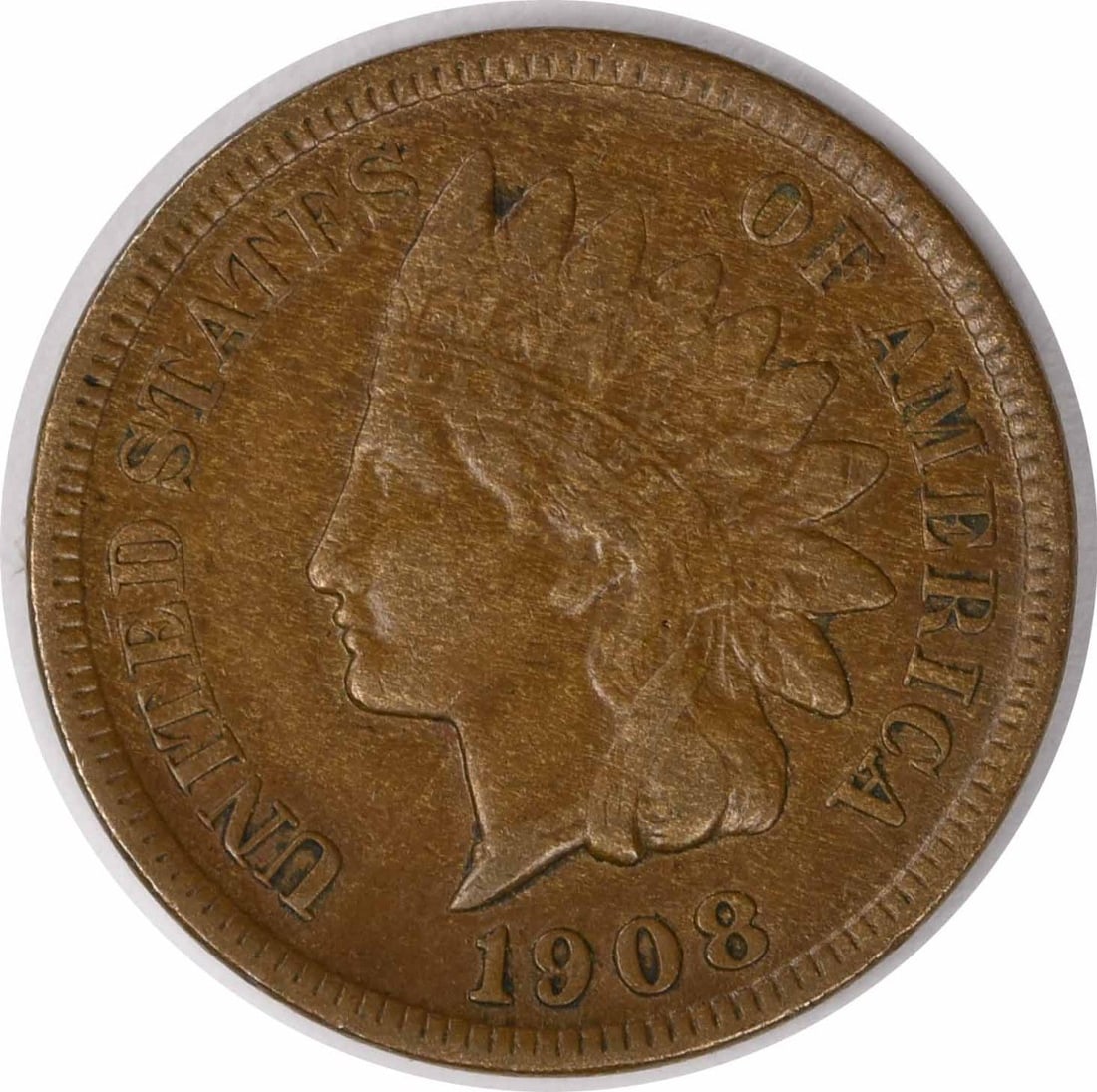1908-S Indian Head Copper Small Cent EF Uncertified: 1908-S Indian Head Copper Small Cent EF Uncertified This 1908 Indian Head Cent is a circulated coin graded as Extremely Fine (EF). It is made of copper and originates from the United States. The coin 