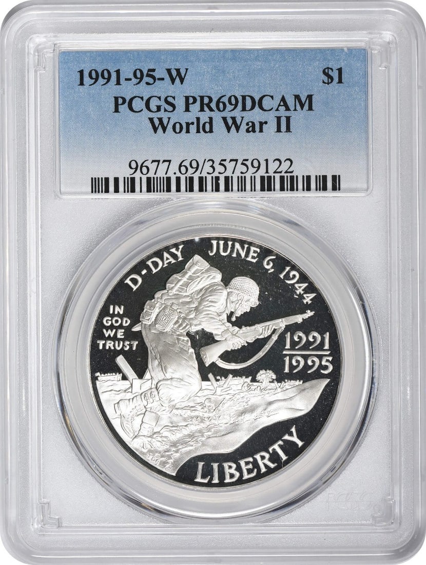PCGS PR69DCAM World War II Silver Dollar 1993 W Commemorative (1 of 2)