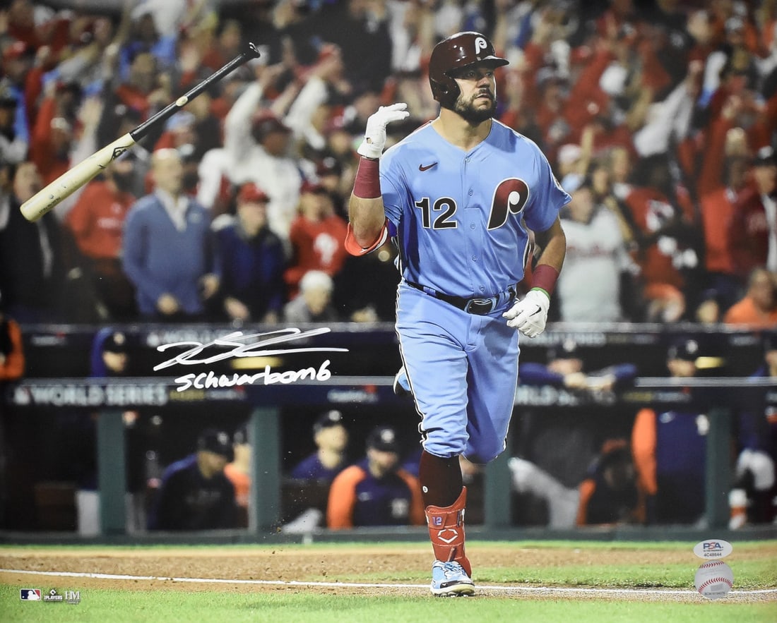 PSA DNA Authenticated Kyle Schwarber 16x20 Phillies Signed Photo Inscribed Schwarbomber (1 of 4)