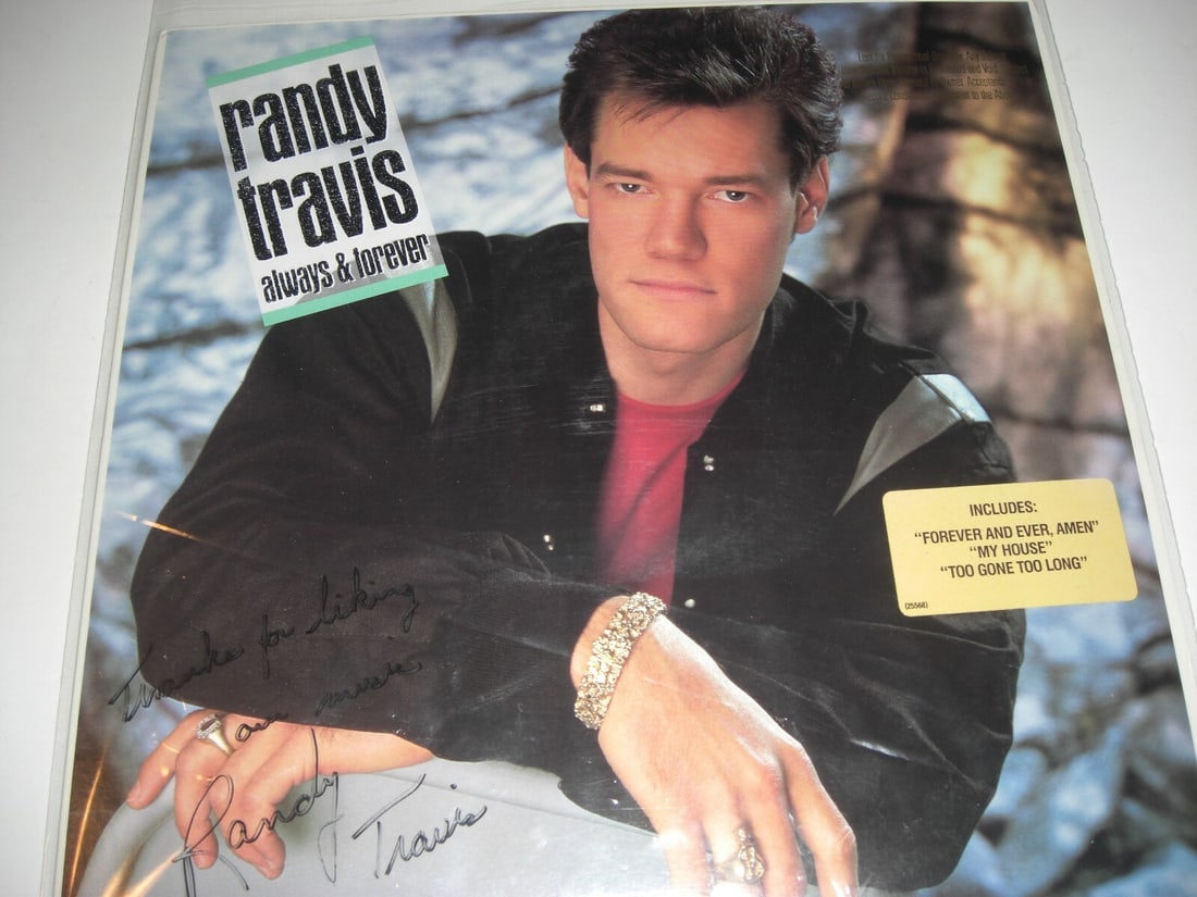 Signed Randy Travis Always and Forever LP Album with COA Country Music HOF: Signed Randy Travis Always and Forever LP Album with COA Country Music HOF This is an original Randy Travis "Always and Forever" LP record album, hand-signed and accompanied by a Certificate of Authen