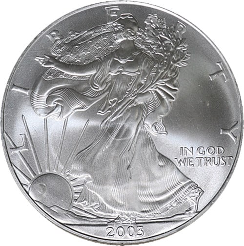 2003 NGC MS69 Silver Eagle Dollar Brown Label Uncirculated Coin: 2003 NGC MS69 Silver Eagle Dollar Brown Label Uncirculated Coin This 2003 Silver American Eagle $1 coin has been certified by NGC with a grade of MS69 and features the Brown Label. Struck in 0.999 fin
