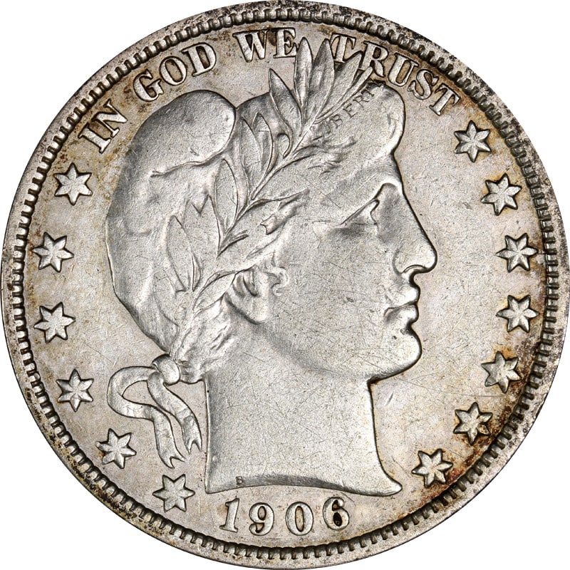 1906 D United States Barber Half Dollar Silver Coin: 1906 D United States Barber Half Dollar Silver Coin 1906-D Barber Half Dollar from the United States. This pre-owned coin is uncertified and listed in circulated condition, with silver composition and