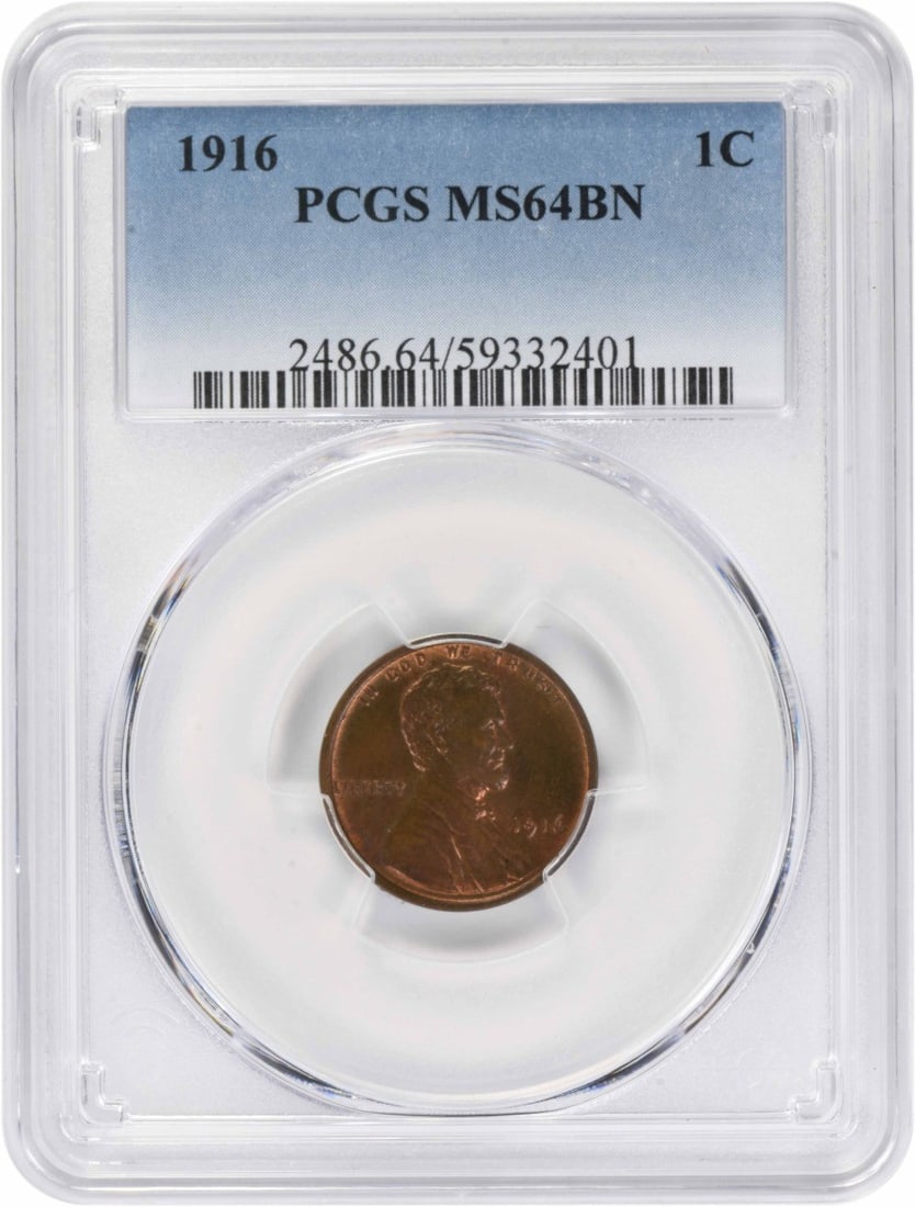 PCGS MS64BN 1916 Lincoln Wheat Small Cent (1 of 2)