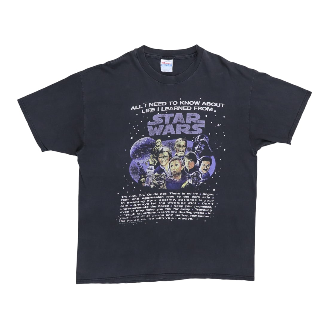Vintage 1998 Star Wars All I Need To Know Black Cotton T-Shirt XL (1 of 6)