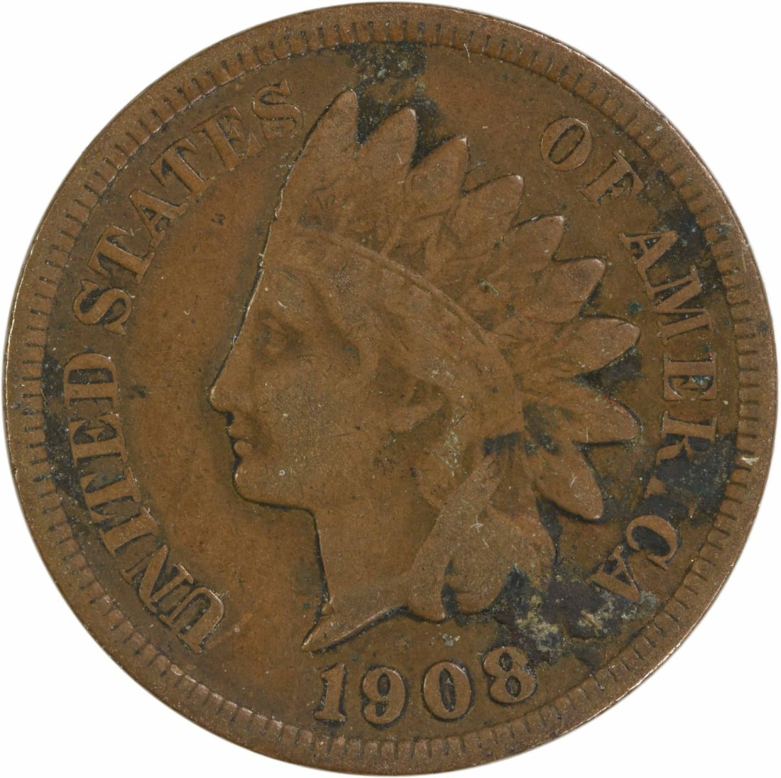 1908-S Indian Head Cent F Circulated San Francisco Mint: 1908-S Indian Head Cent F Circulated San Francisco Mint This 1908-S Indian Cent showcases a rich history with its iconic design by James Barton Longacre. It has a grade of Fine (F) and is made of 95% 