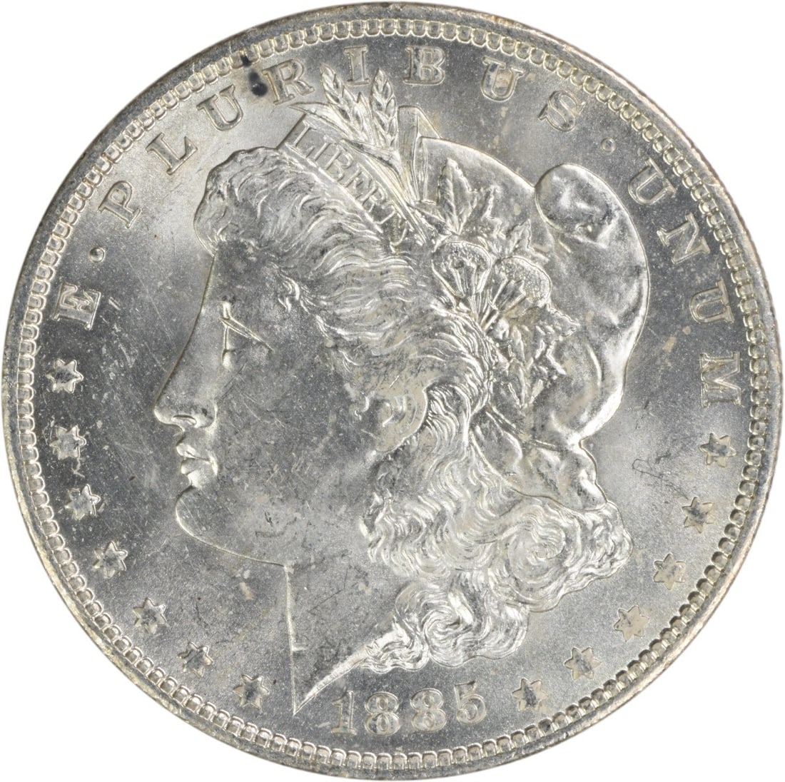 Choice BU 1885-O Silver Morgan Dollar Uncirculated New Orleans Mint: Choice BU 1885-O Silver Morgan Dollar Uncirculated New Orleans Mint This is an 1885-O Morgan Silver Dollar in Choice Brilliant Uncirculated condition. Struck at the New Orleans Mint, this classic U.S.