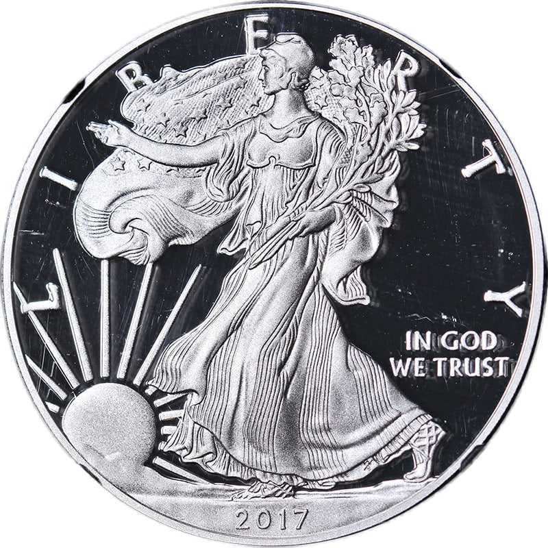 2017-W Silver American Eagle $1 NGC PF69 Ultra Cameo Mercanti: 2017-W Silver American Eagle $1 NGC PF69 Ultra Cameo Mercanti This 2017-W Silver American Eagle $1 coin is a stunning addition to any collection. It features remarkable eye appeal with fantastic luste