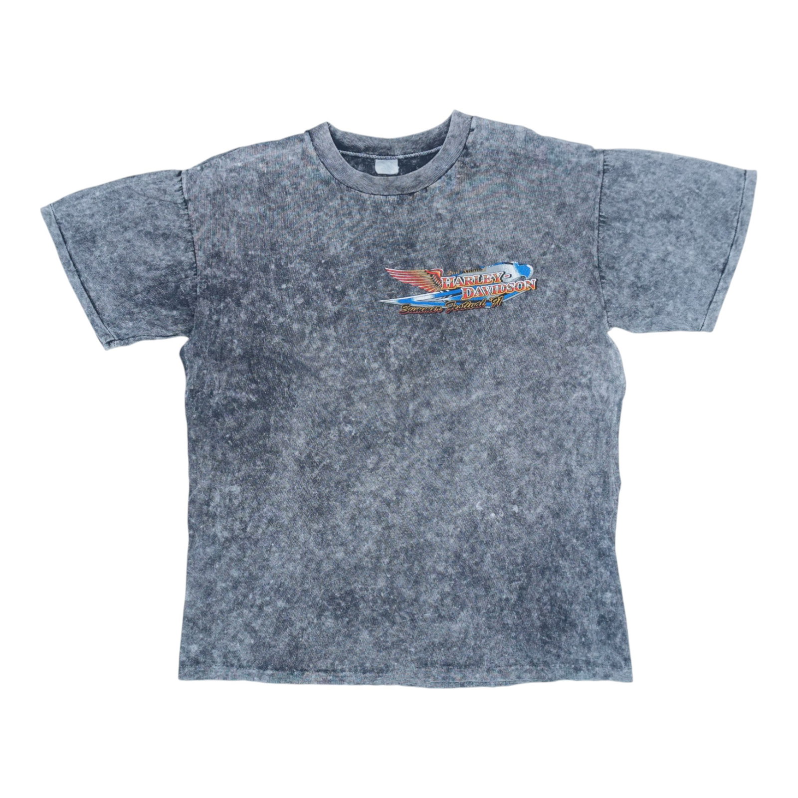 Vintage 1991 Summer Festival Grey Cotton Harley Davidson Graphic Shirt (1 of 5)