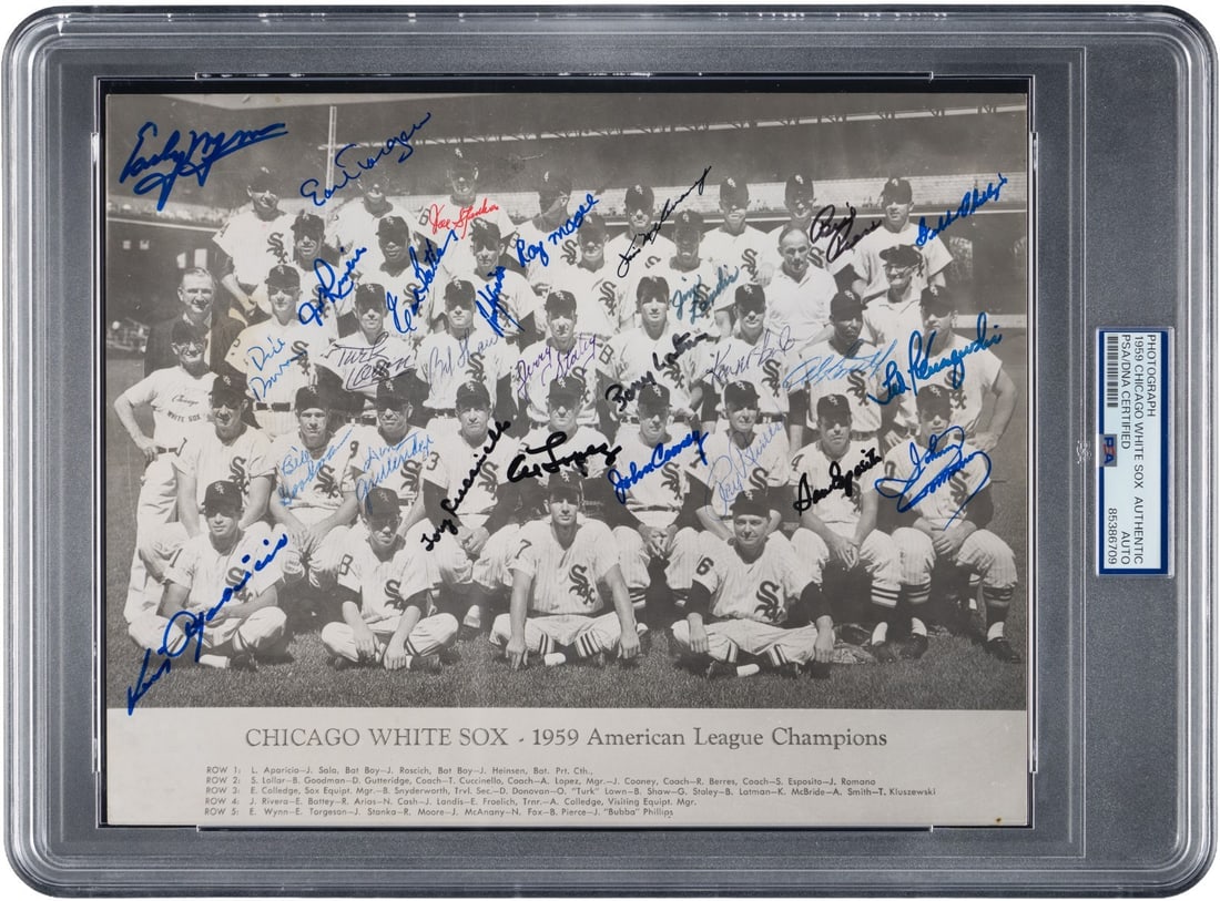 Chicago White Sox 1959 AL Champions Team Autographed 8x10 Photo PSA Authenticated (1 of 2)